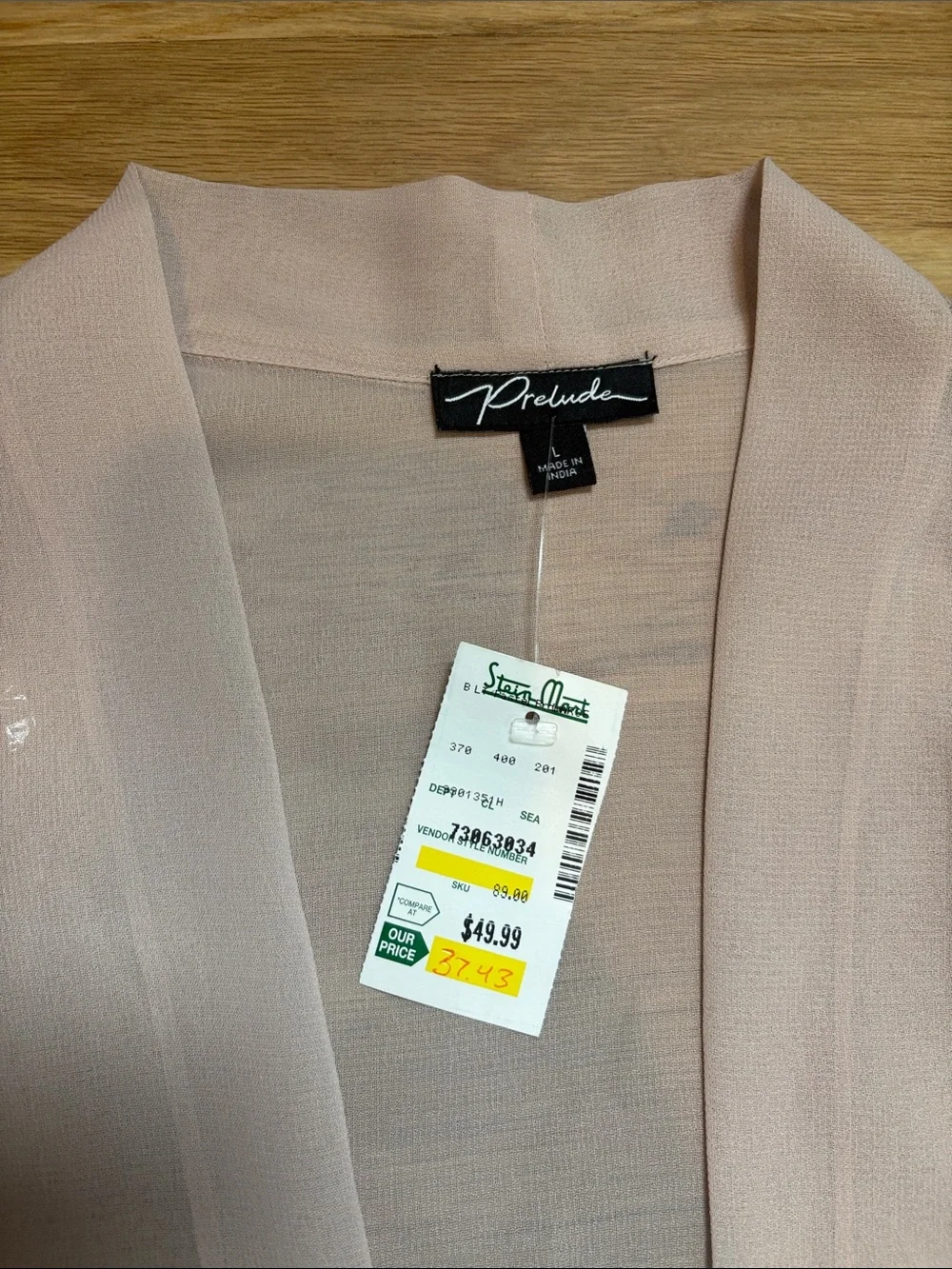 NWT Prelude Blush Sheer Open Front Cardigan with Crystal Sleeve Detail